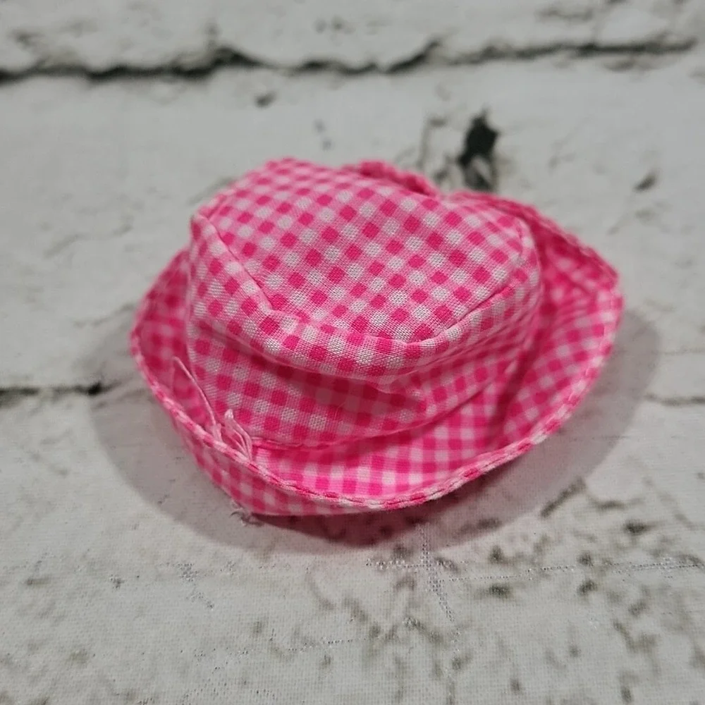 Vintage Barbie Jeans Doll Clothes Lot Pink Gingham‎ Bucket Hat Purse T-Shirt Top